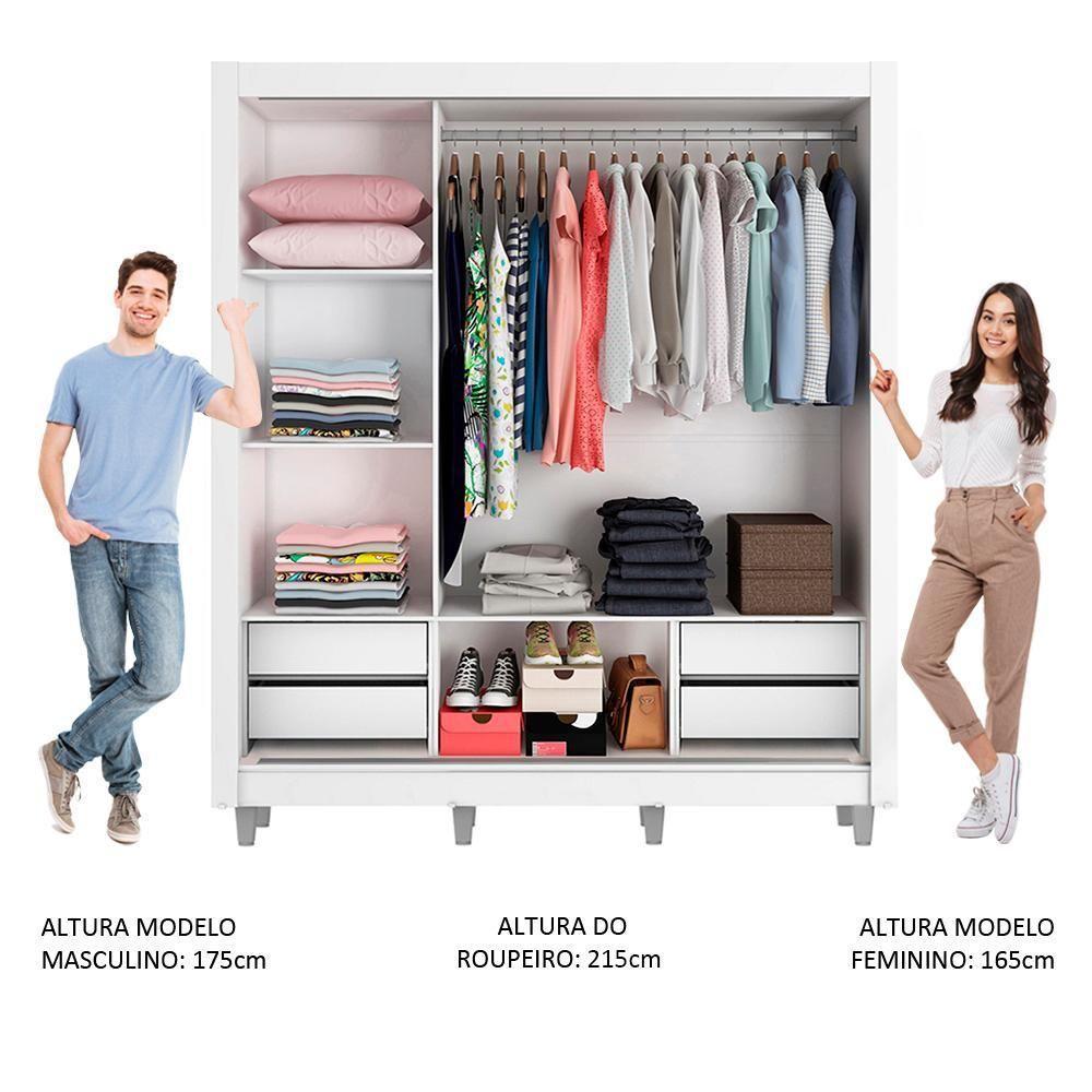 Guarda-roupa Casal Lyon Plus 3 Portas de Correr Madesa - 9