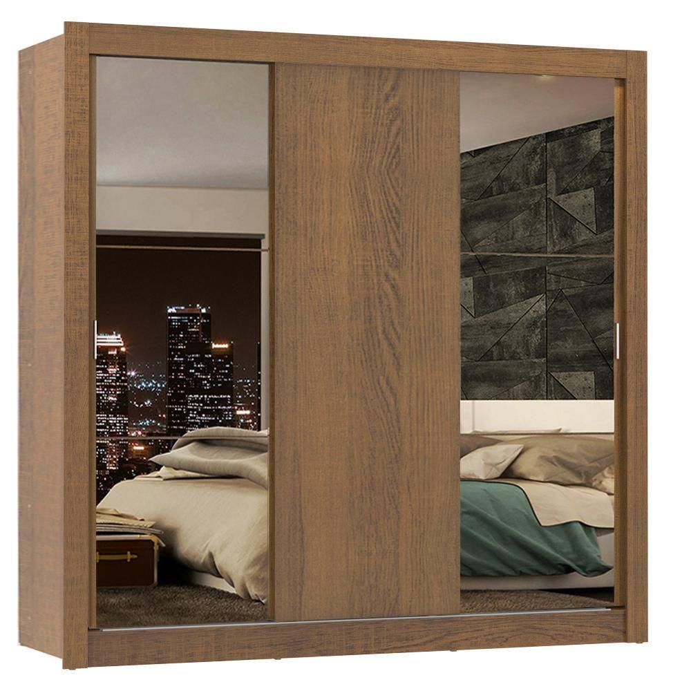 Guarda-roupa Casal Lyon Rustic 3 Portas de Correr Madesa - 2