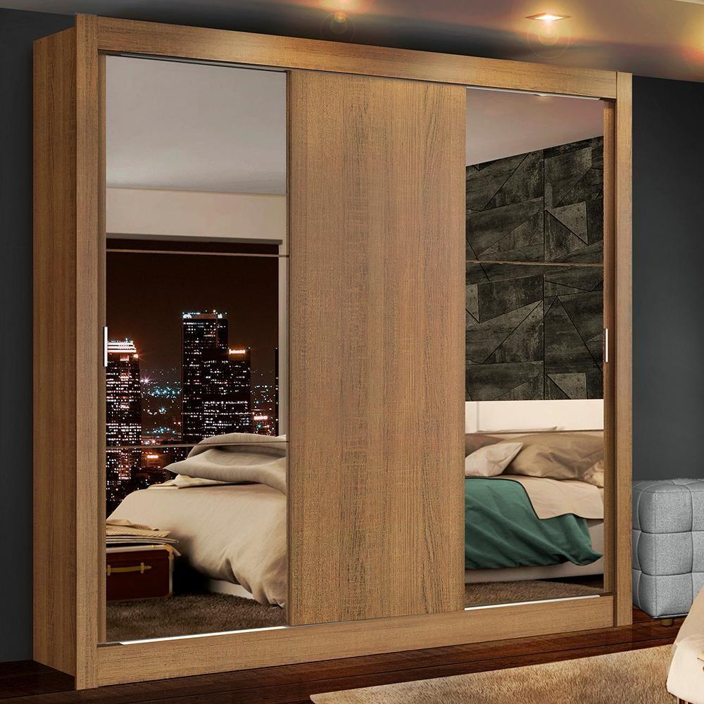 Guarda-roupa Casal Lyon Rustic 3 Portas de Correr Madesa - 3