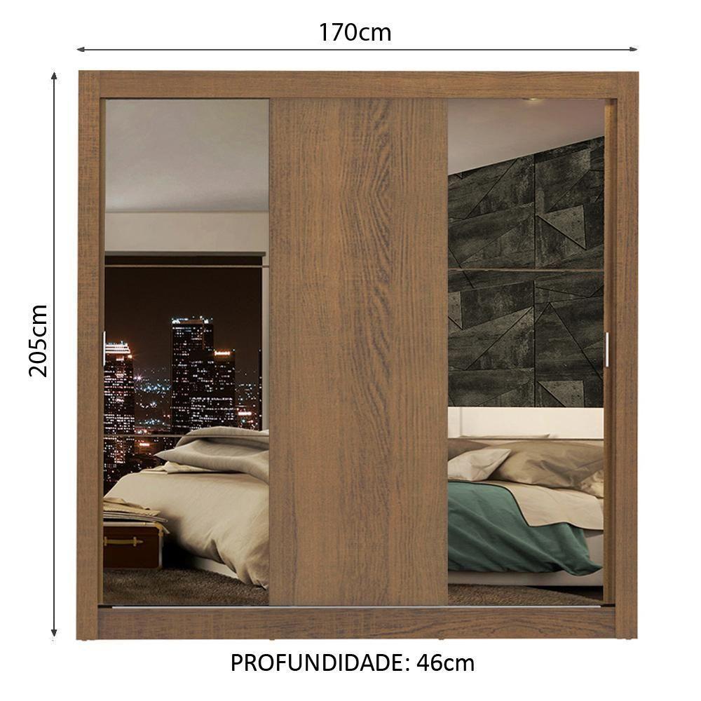 Guarda-roupa Casal Lyon Rustic 3 Portas de Correr Madesa - 7