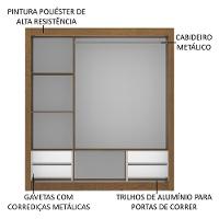 Guarda-roupa Casal Lyon Rustic 3 Portas de Correr Madesa - 9