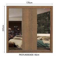 Guarda-roupa Casal Lyon Rustic 3 Portas de Correr Madesa - 13