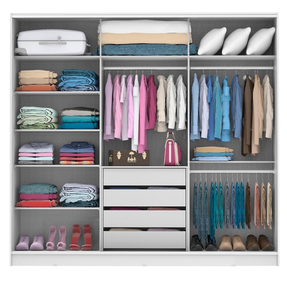 Guarda-roupa Casal Eros 3 Portas de Correr de Espelho Madesa - 2