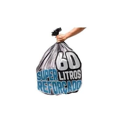 Saco De Lixo 60 Litros 100 Un Preto Super Reforçado