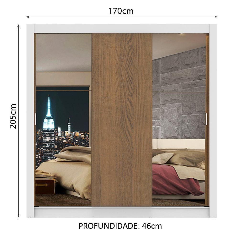 Guarda-roupa Casal Lyon 3 Portas de Correr Madesa - 7