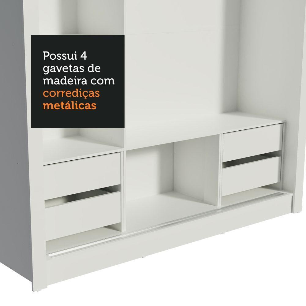 Guarda-Roupa Casal Lyon Plus 3 Portas Correr Branco Madesa - 8