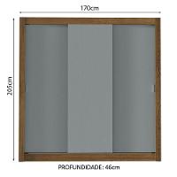 Guarda-roupa Casal Mônaco 3 Portas De Correr Rustic/Cinza - 9