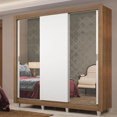 Guarda Roupa Casal Lyon Plus 3 Portas de Correr 4 Gavetas Rustic-branco