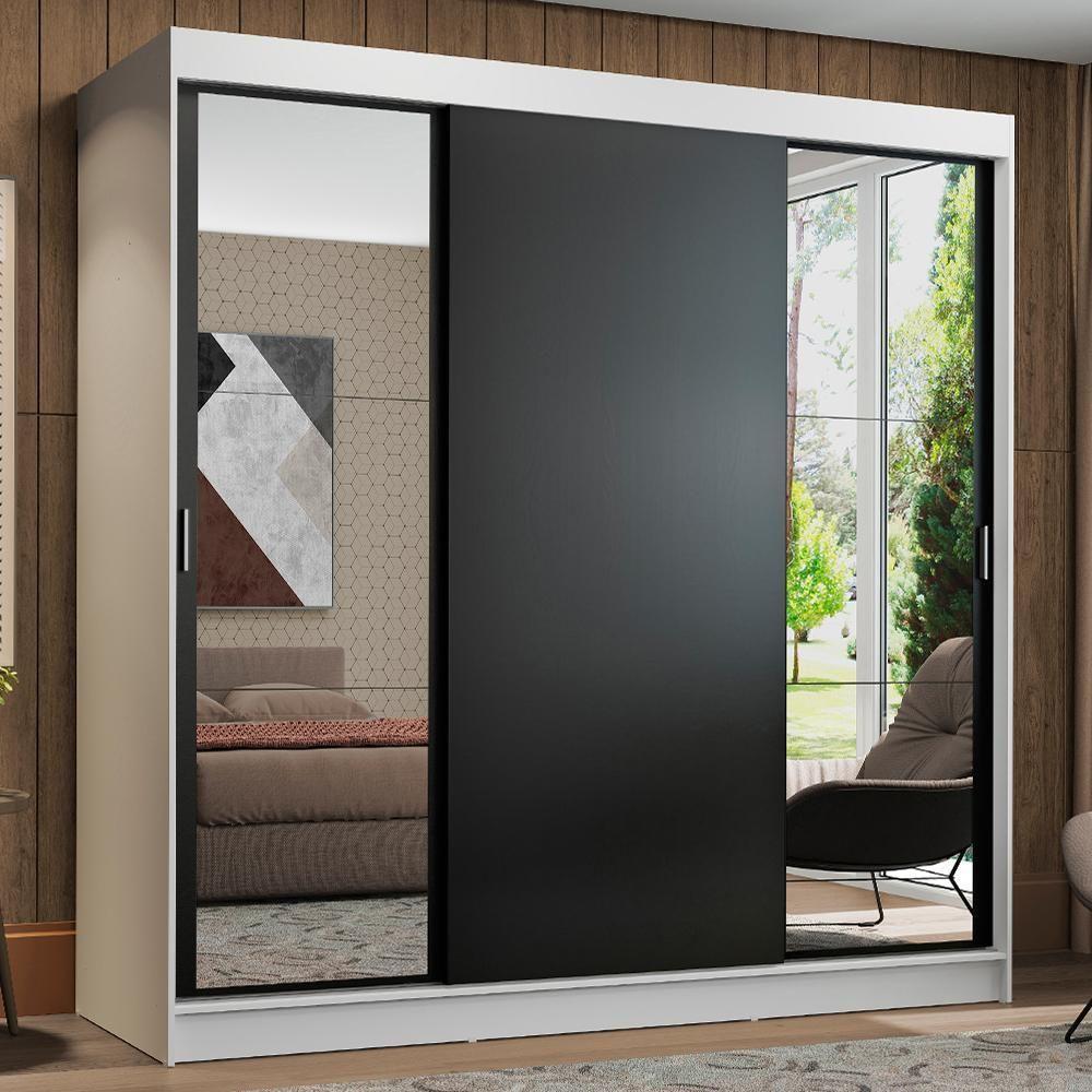 Guarda-roupa Casal Reno 3 Portas de Correr Espelhos Madesa - 1