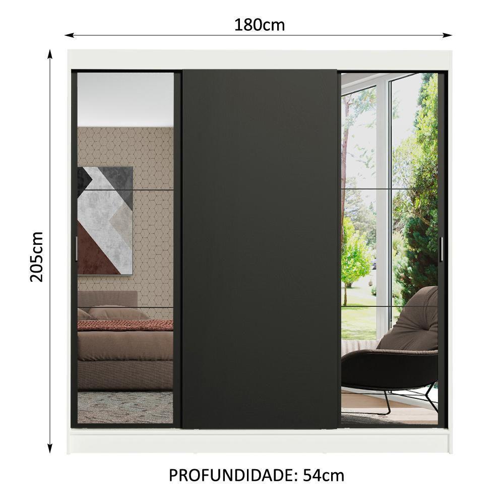 Guarda-roupa Casal Reno 3 Portas de Correr Espelhos Madesa - 11