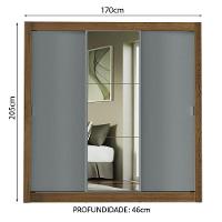 Guarda-roupa Casal Mônaco 3 Portas Com Espelho Rustic/Cinza - 9