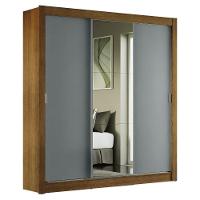 Guarda-roupa Casal Mônaco 3 Portas Com Espelho Rustic/Cinza - 10