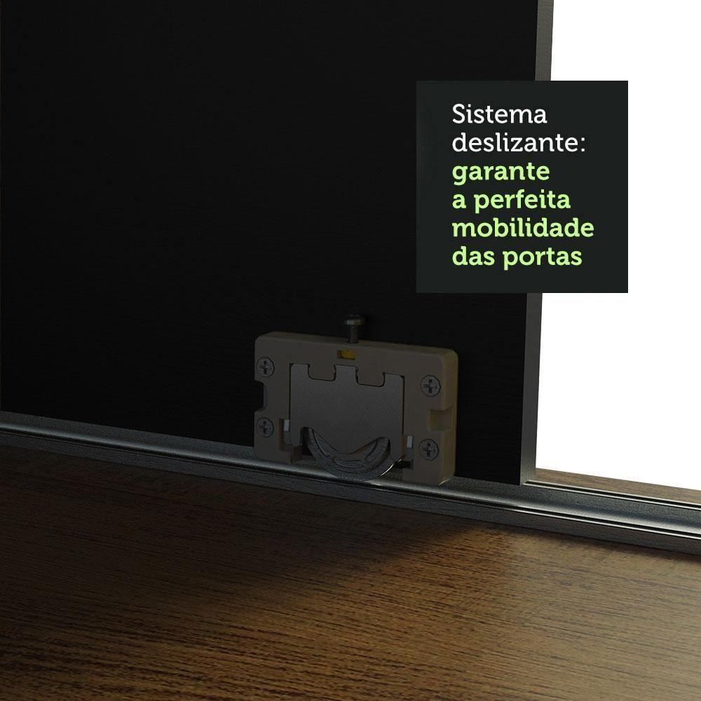 Guarda-roupa Casal Madesa Austin 4 Portas De Correr Com Espelhos 3 Gavetas - Rustic-preto Rustic-preto - 6