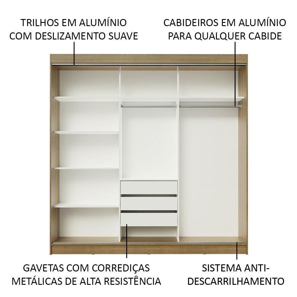 Guarda-roupa Casal Madesa Austin 4 Portas De Correr Com Espelhos 3 Gavetas - Rustic-preto Rustic-preto - 8