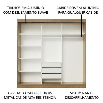 Guarda Roupa Casal Austin 4 Portas de Correr 3 Gavetas Rustic-preto Madesa