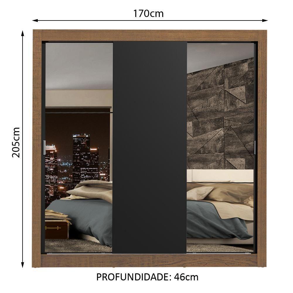 Guarda-roupa Casal Lyon Plus 3 Portas Correr Espelhos - 6