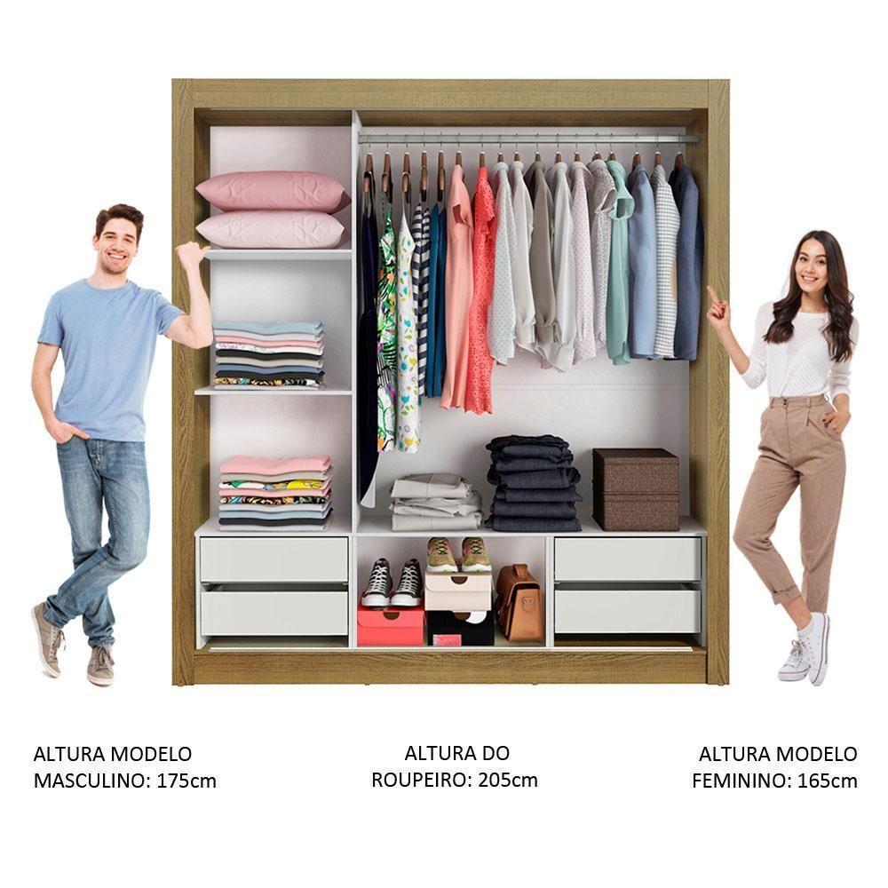Guarda-roupa Casal Lyon Plus 3 Portas Correr Espelhos - 8