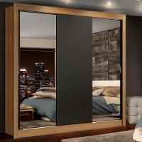 Guarda-roupa Casal Lyon Plus 3 Portas Correr Espelhos - 1