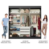 Guarda-roupa Austin 4 Portas de Espelho 3 Gavetas Preto - 7