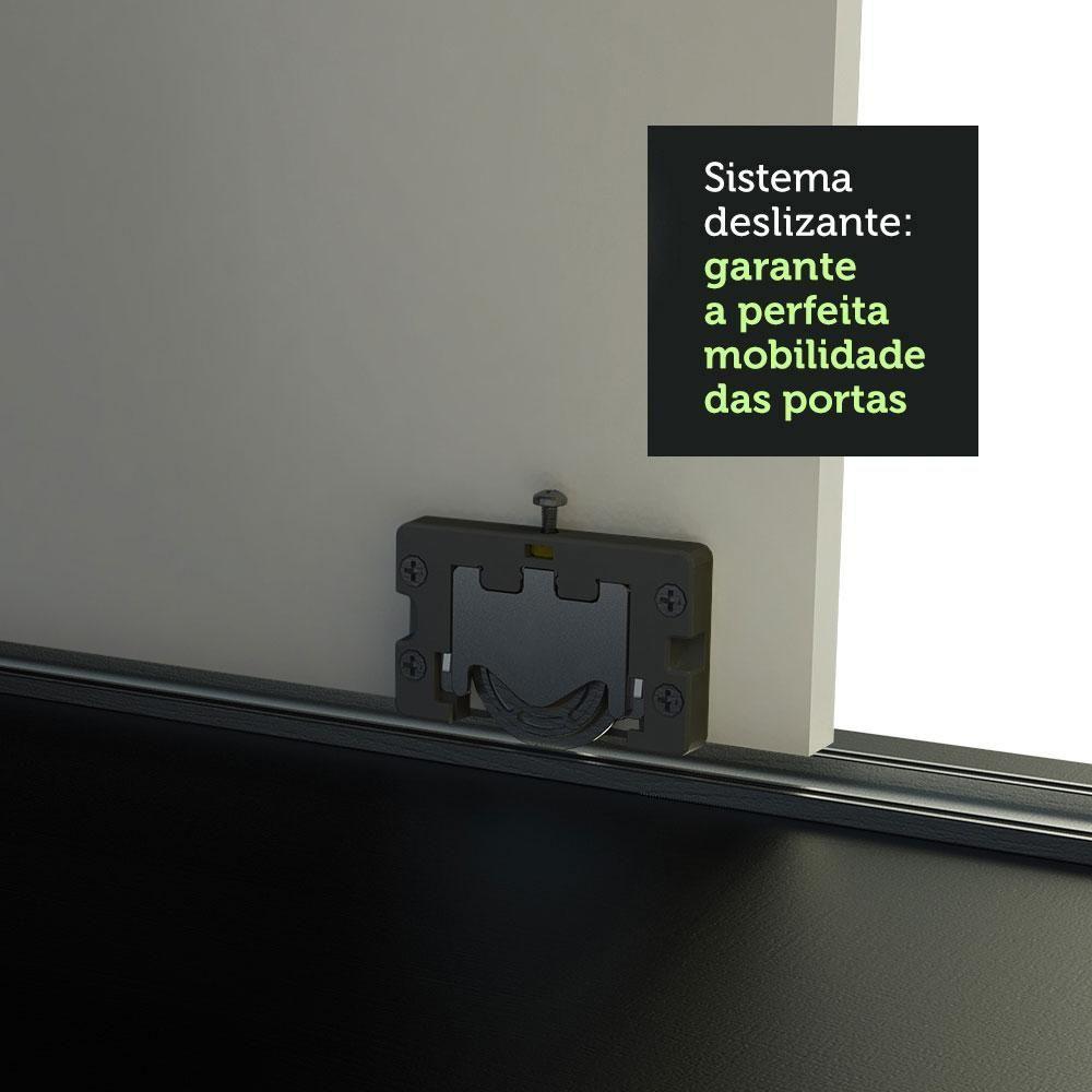 Guarda-roupa Austin 4 Portas de Espelho 3 Gavetas Preto - 9