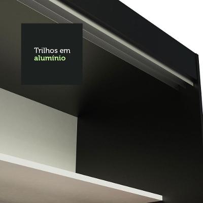 Guarda Roupa Casal Austin 4 Portas de Correr 3 Gavetas Preto-branco MDP