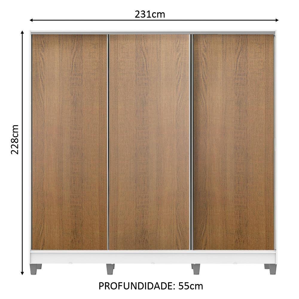Guarda Roupa Casal MDF Logan 3 Portas Madesa - 5