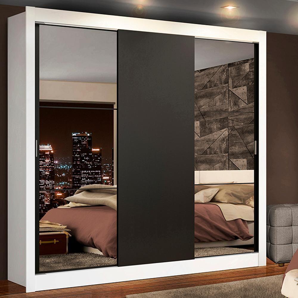 Guarda-roupa Casal Lyon Plus 3 Portas Correr Espelhos - 1