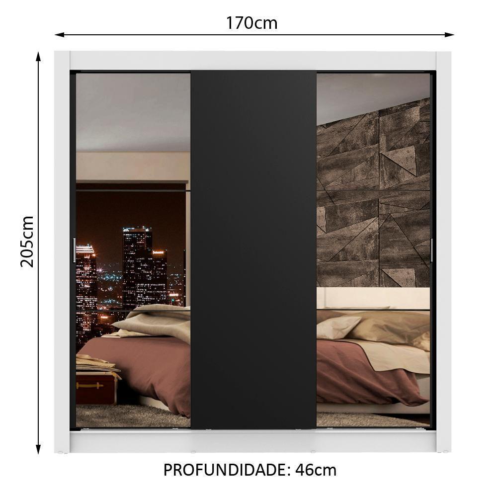 Guarda-roupa Casal Lyon Plus 3 Portas Correr Espelhos - 4