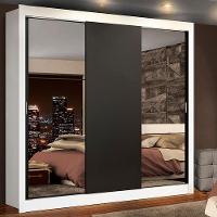 Guarda-roupa Casal Lyon Plus 3 Portas Correr Espelhos - 1
