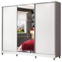 Guarda Roupa Juvenil 100% Mdf Madesa Kevin 3 Portas De Correr Com Espelho Com Pés - Branco - 2