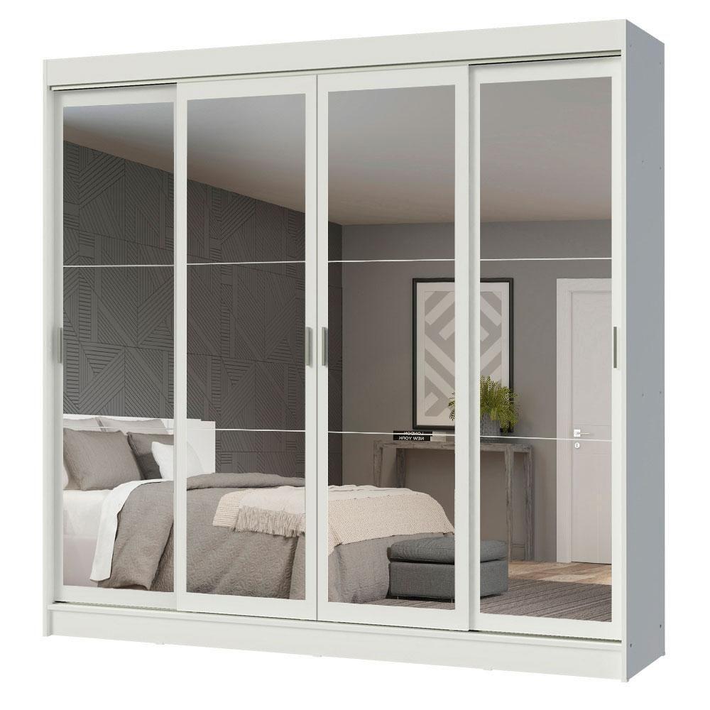 Guarda-roupa 4 Portas de Correr de Espelho 3 Gavetas Madesa - 2