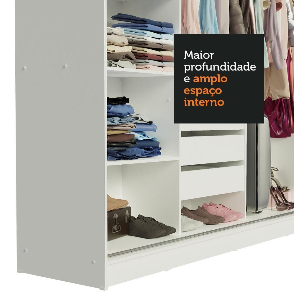 Guarda-roupa 4 Portas de Correr de Espelho 3 Gavetas Madesa - 8