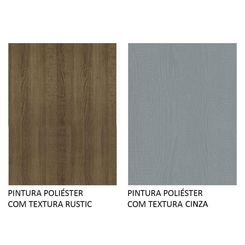 Guarda-roupa Casal 3 Portas Com Espelhos Rustic/Cinza - 2