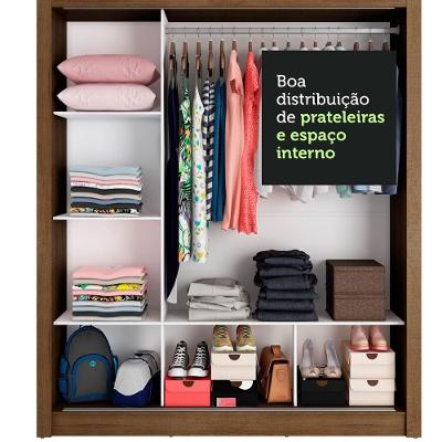 Guarda Roupa Casal Mônaco 3 Portas de Correr Rustic-Cinza MDP Madesa