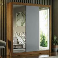 Guarda-roupa Casal 3 Portas Com Espelhos Rustic/Cinza - 1