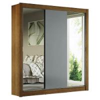 Guarda-roupa Casal 3 Portas Com Espelhos Rustic/Cinza - 10