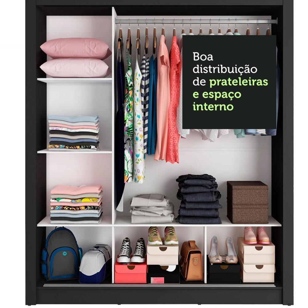 Guarda-roupa Casal 3 Portas Com Espelhos Preto/Cinza - 9