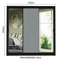 Guarda-roupa Casal 3 Portas Com Espelhos Preto/Cinza