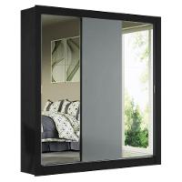 Guarda-roupa Casal 3 Portas Com Espelhos Preto/Cinza - 5