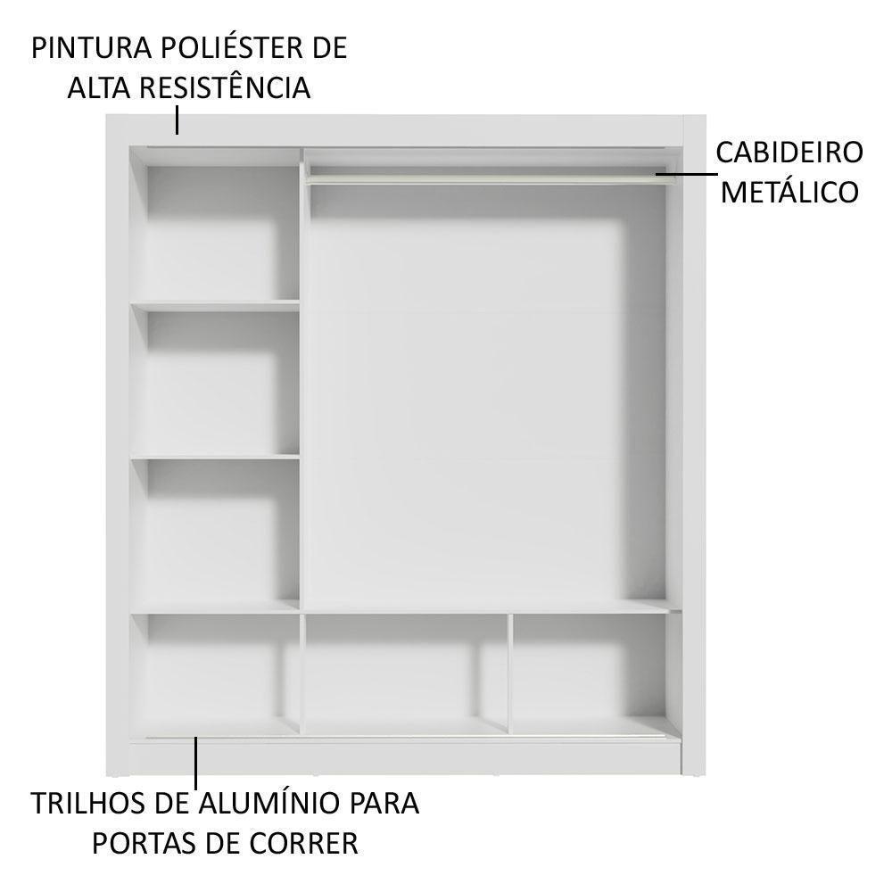 Guarda-roupa Casal 3 Portas Com Espelhos Branco/Cinza - 7