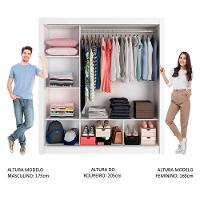 Guarda-roupa Casal 3 Portas Com Espelhos Branco/Cinza - 8