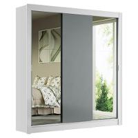 Guarda-roupa Casal 3 Portas Com Espelhos Branco/Cinza - 10