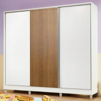 Guarda Roupa Infantil Logan 3 Portas de Correr 4 Gavetas Branco-branco-rustic