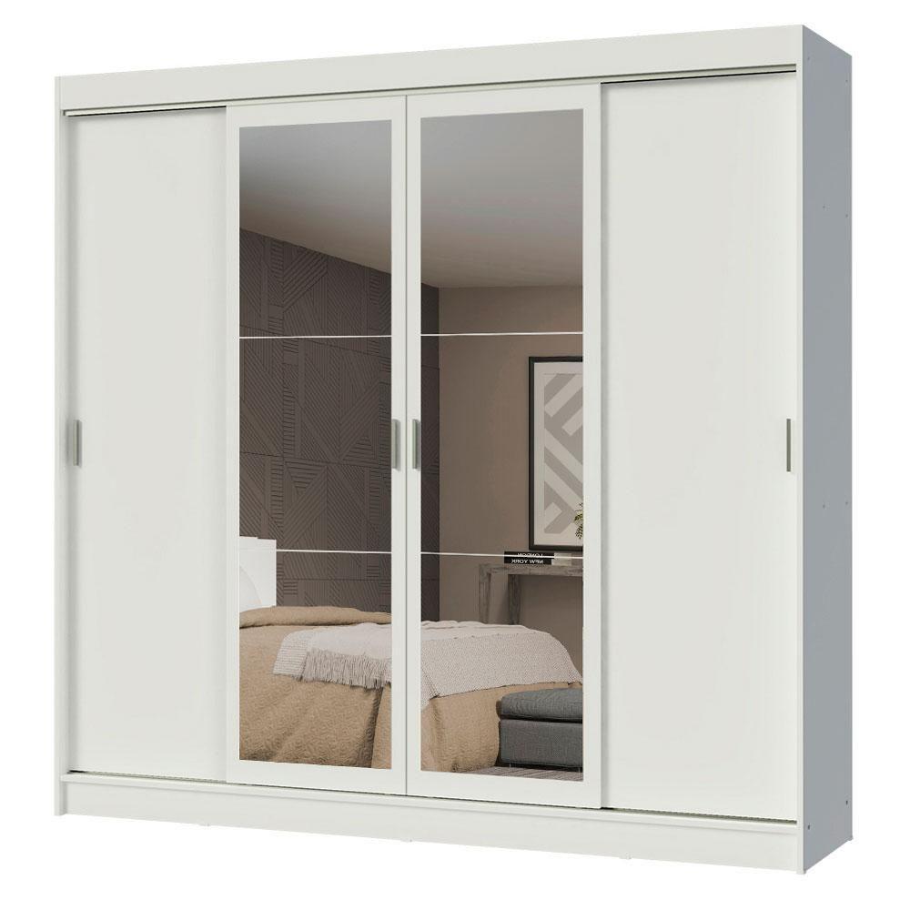 Guarda-roupa Casal Madesa Austin 4 Portas De Correr Com Espelhos 3 Gavetas Branco - 7