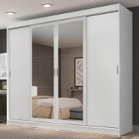 Guarda-roupa Casal Madesa Austin 4 Portas De Correr Com Espelhos 3 Gavetas Branco - 1