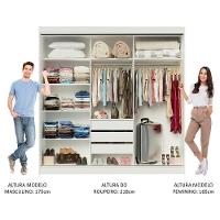 Guarda-roupa Casal Madesa Austin 4 Portas De Correr Com Espelhos 3 Gavetas Branco - 6