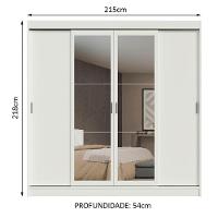 Guarda-roupa Casal Madesa Austin 4 Portas De Correr Com Espelhos 3 Gavetas Branco - 8