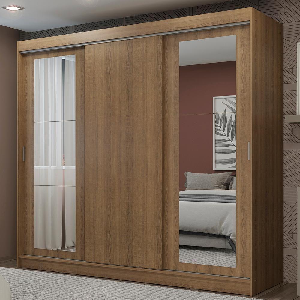 Guarda-roupa 3 Portas de Correr Espelhos 3 Gavetas Madesa - 1