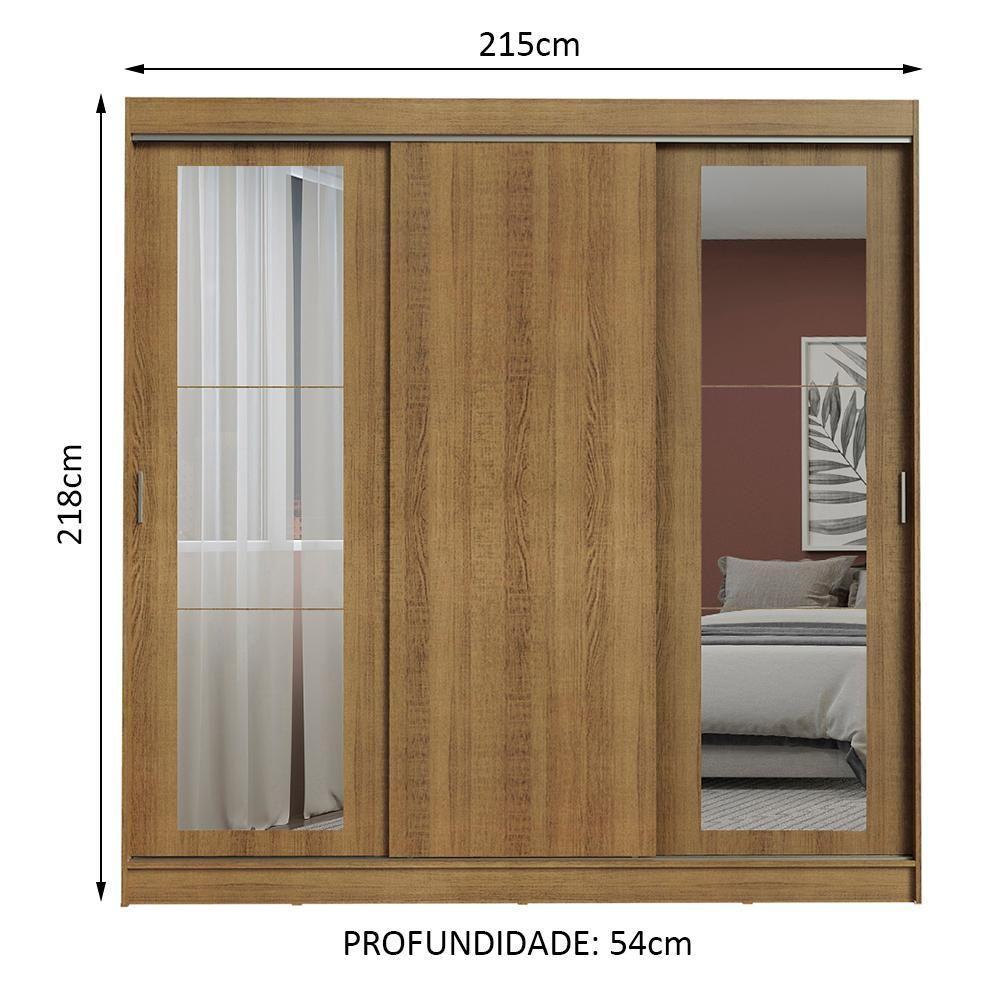 Guarda-roupa 3 Portas de Correr Espelhos 3 Gavetas Madesa - 5