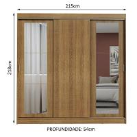 Guarda-roupa 3 Portas de Correr Espelhos 3 Gavetas Madesa - 5